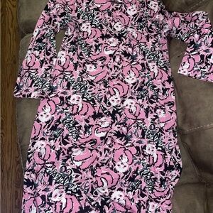 Pink and Black Lilly Pulitzer women’s dress GUC panda size small bell sleeve